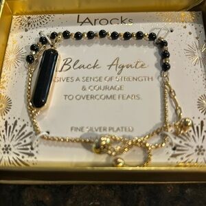 New in box LA Rocks black agate bracelet